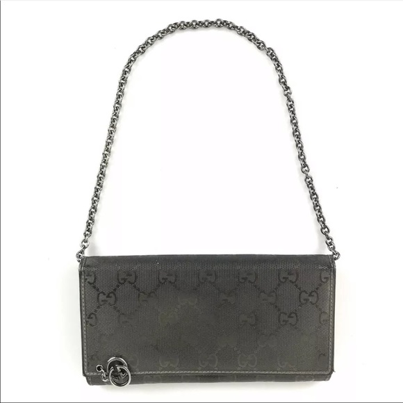 Gucci Accessories - ❌SOLD❌ Gucci Dark Gray Wallet With Chain Strap!